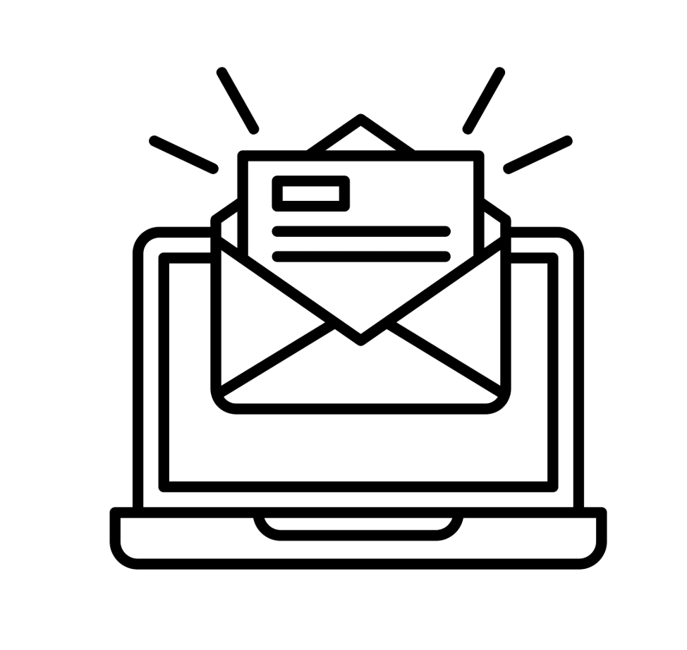 envelope coming out of computer